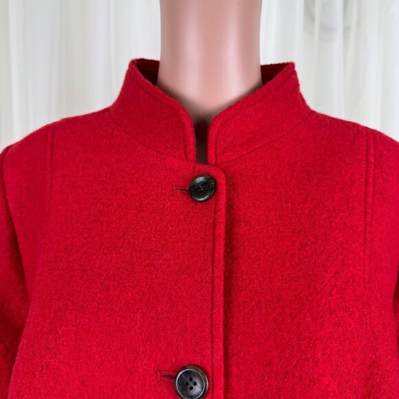 Women's Talbots Plus Mid Length Boucle Wool Blend Coat Jacket Sz 14W Bright Red - Picture 7 of 14
